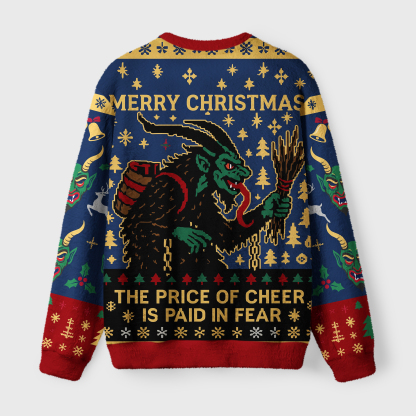 Tokyo-Tiger Dark Xmas Krampus Fuzzy Christmas Ugly Sweatshirt