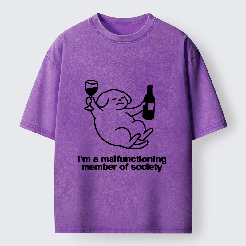 Tokyo‑Tiger Silly Wine Dog Vibe Washed T‑Shirt