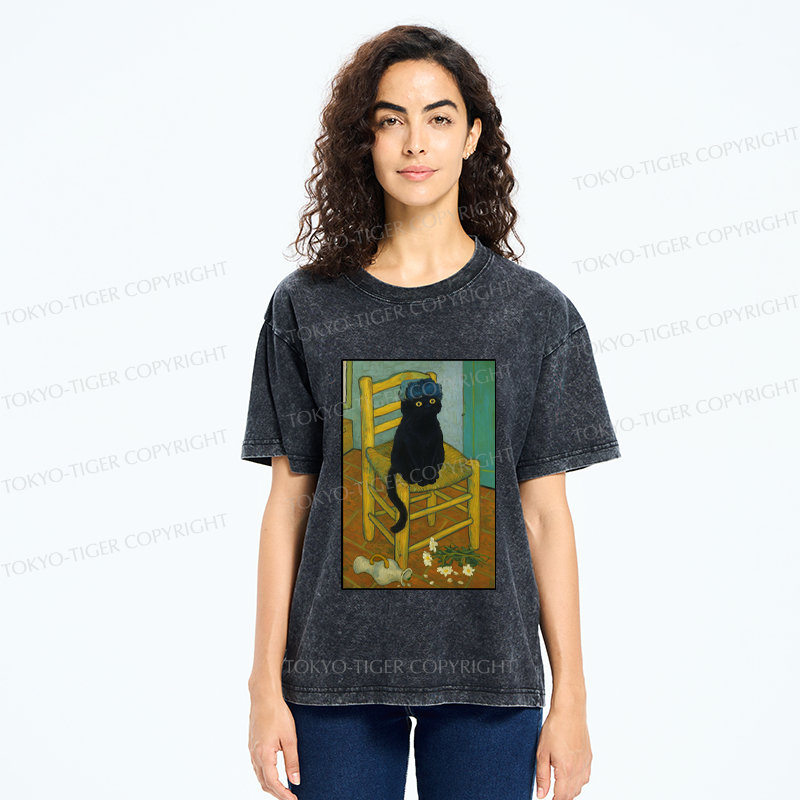 Tokyo-Tiger Black Cat or Van Gogh Washed T-Shirt