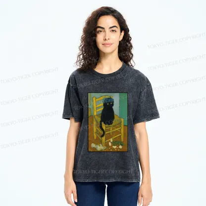 Tokyo-Tiger Black Cat or Van Gogh Washed T-Shirt