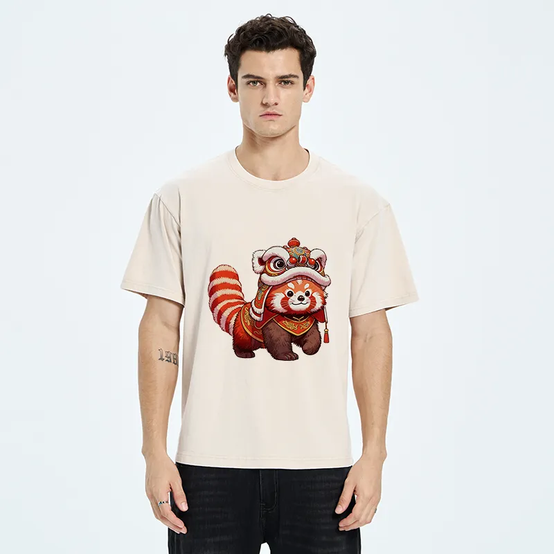 Tokyo-Tiger Raccoon Lion Dance Washed T-Shirt