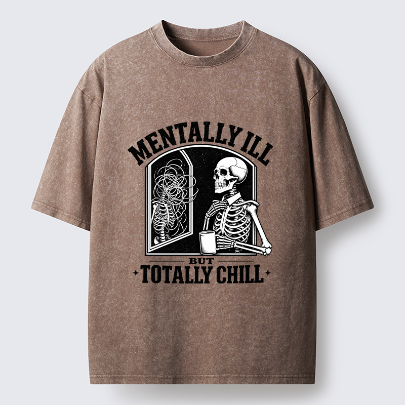 Tokyo‑Tiger Chill Crazy Skeleton Meme Washed T‑Shirt
