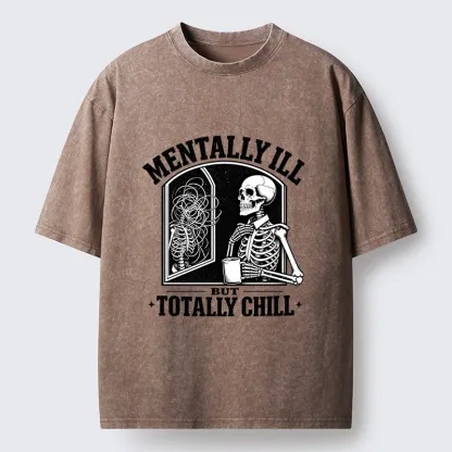 Tokyo‑Tiger Chill Crazy Skeleton Meme Washed T‑Shirt