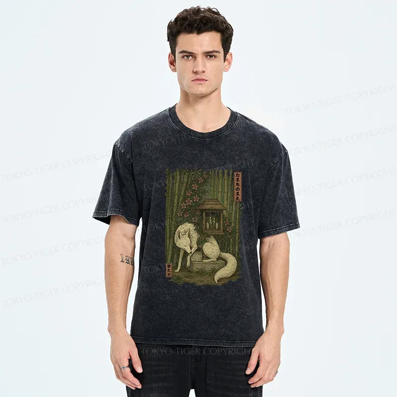 Tokyo-Tiger Japanese Fox Demon Washed T-Shirt