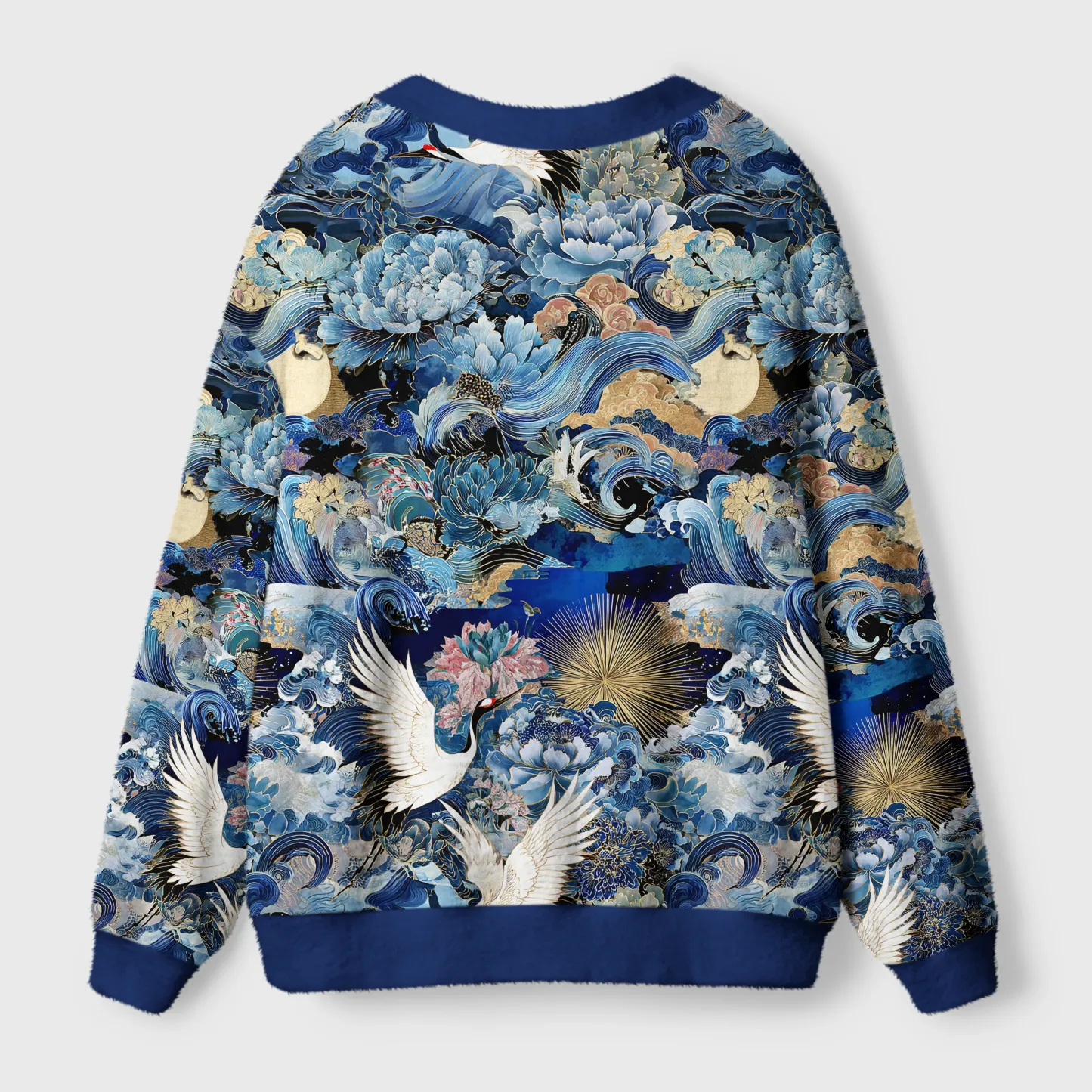 Tokyo-Tiger Ukiyo Cranes of the Great Ugly Cardigan Sweater