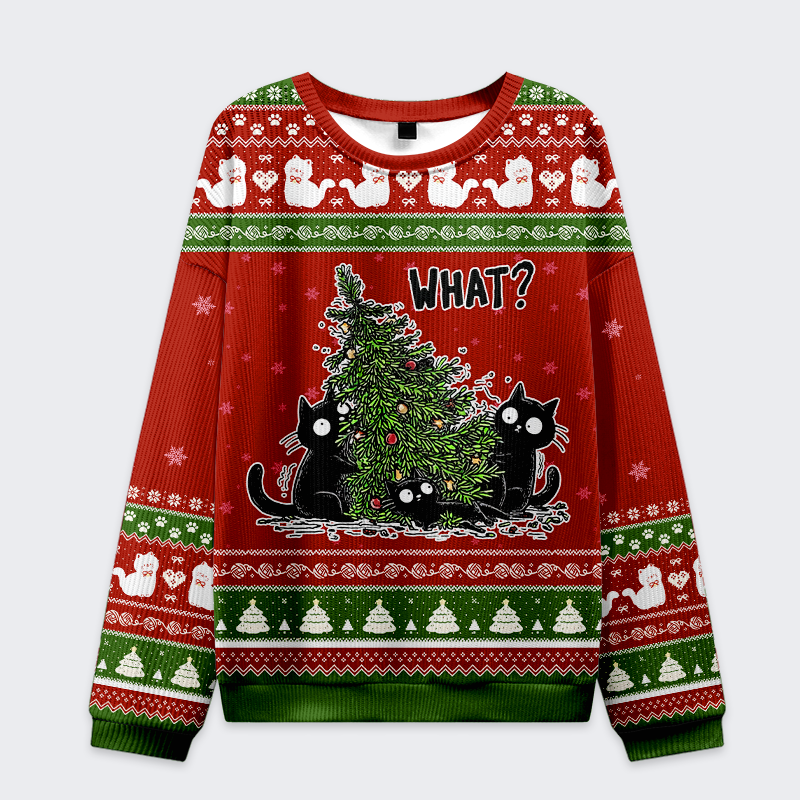 Tokyo-Tiger Cat: Tree? What Tree? Christmas Ugly Sweatshirt