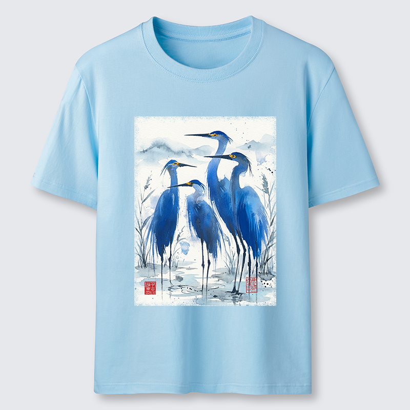 Tokyo-Tiger Blue Heron Ink Art Classic T-Shirt