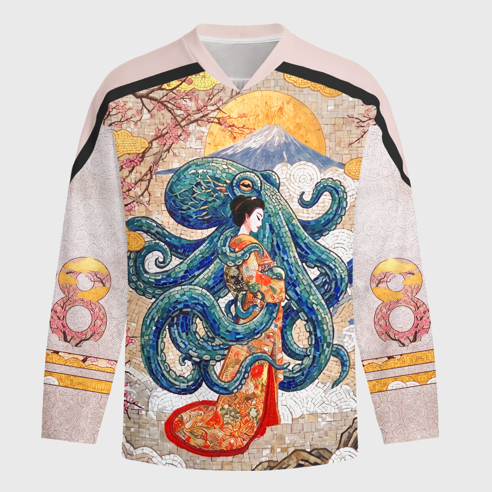 Tokyo-Tiger Octopus And The Kimono Long-Sleeve Hockey Jersey