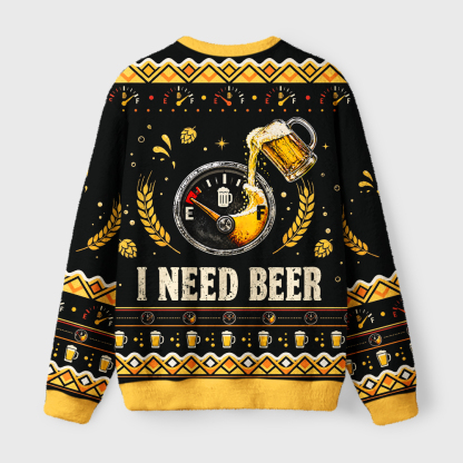 Tokyo-Tiger Low Fuel Beer Lover Meme Fuzzy Christmas Ugly Sweatshirt