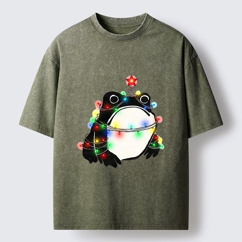 Tokyo-Tiger Christmas Lights Frog Washed T-Shirt