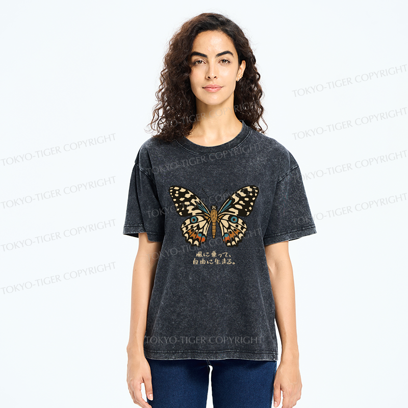 Tokyo-Tiger The Vintage Butterfly Washed T-Shirt
