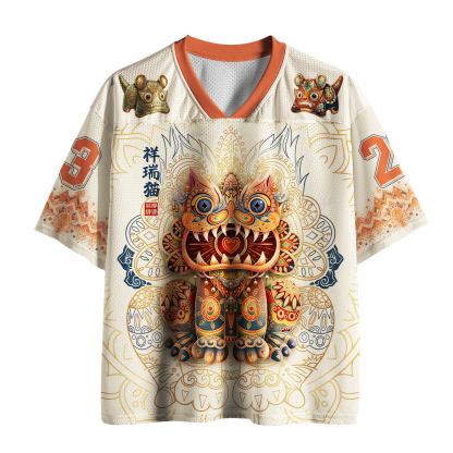Tokyo-Tiger Vintage Lucky Beast Folk Art Mesh Jersey