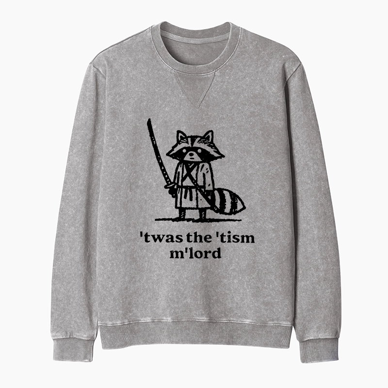 Tokyo-Tiger Focused Samurai Raccoon Washed Terry Sweatshirt