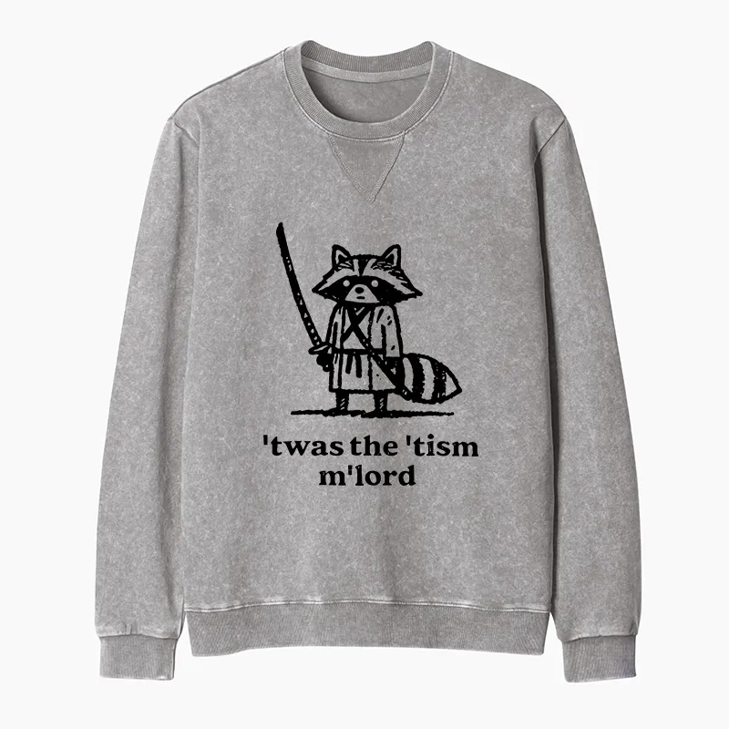 Tokyo-Tiger Focused Samurai Raccoon Washed Terry Sweatshirt