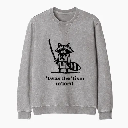 Tokyo-Tiger Focused Samurai Raccoon Washed Terry Sweatshirt