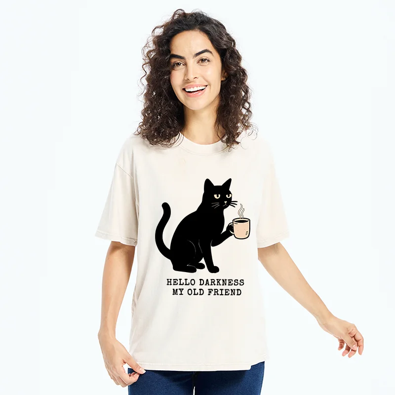 Tokyo-Tiger Hello Black Cat Washed T-Shirt