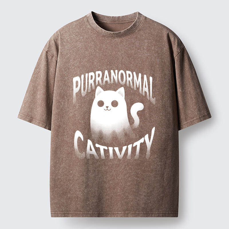 Tokyo‑Tiger Funny Ghost Cat Meme Washed T‑Shirt