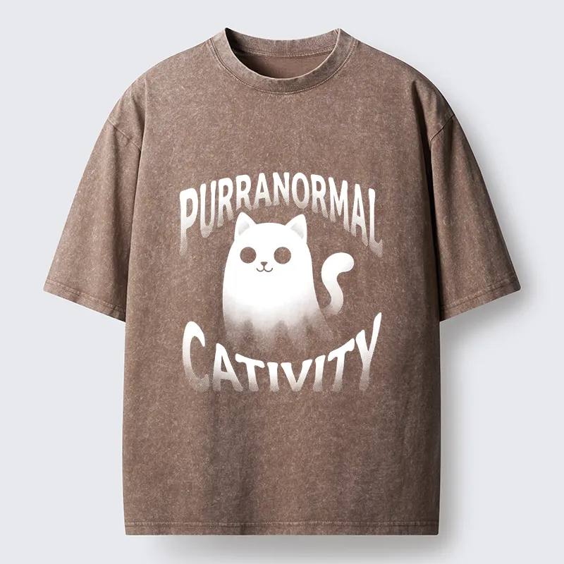 Tokyo‑Tiger Funny Ghost Cat Meme Washed T‑Shirt