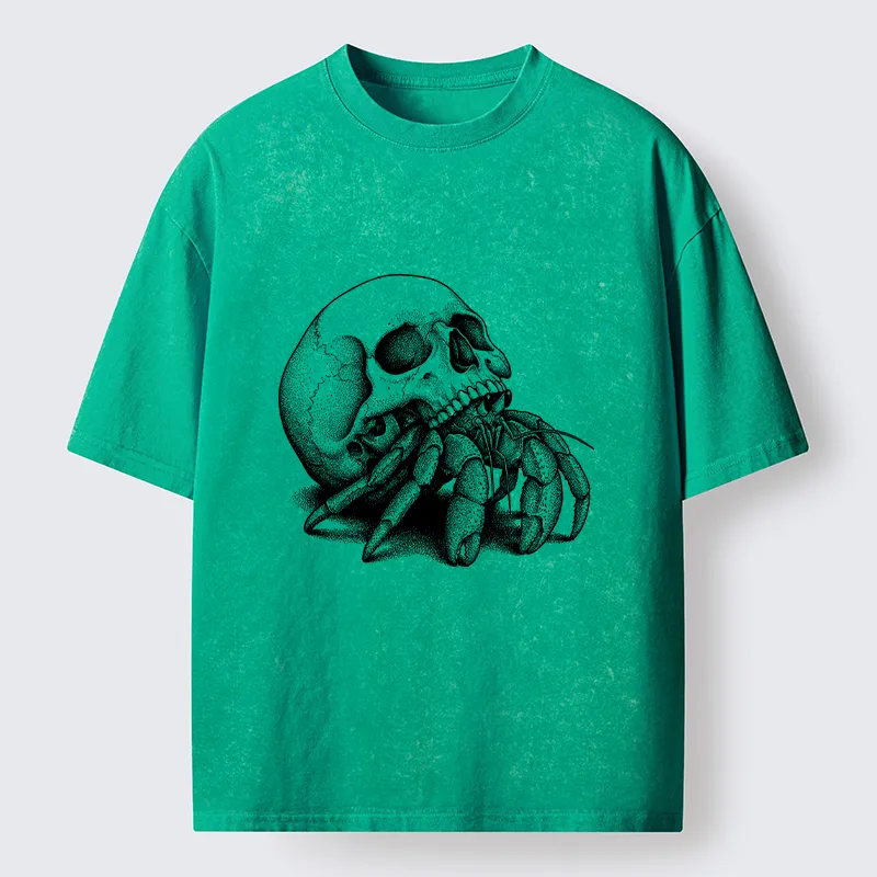 Tokyo-Tiger Skull Crab Meme Washed T-Shirt
