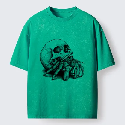 Tokyo-Tiger Skull Crab Meme Washed T-Shirt