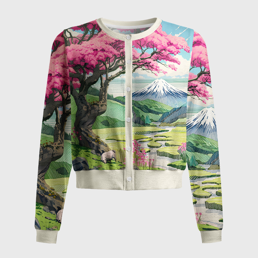 Tokyo-Tiger Mount Fuji In Spring Women's Lightweight Cardigan