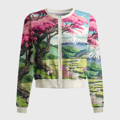 Tokyo-Tiger Mount Fuji In Spring Women's Lightweight Cardigan