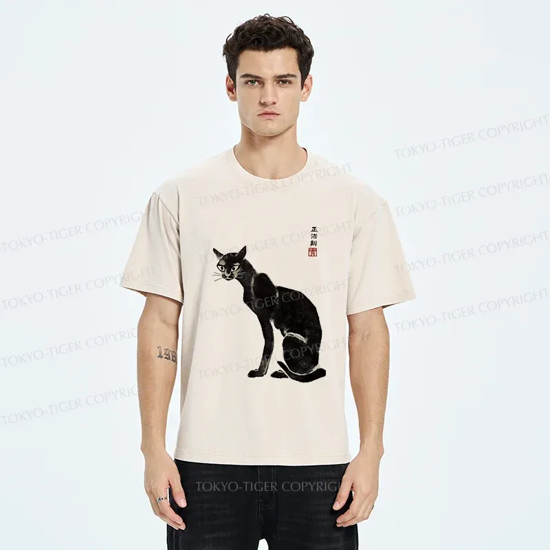 Tokyo-Tiger Retro Skinny Cat Washed T-Shirt