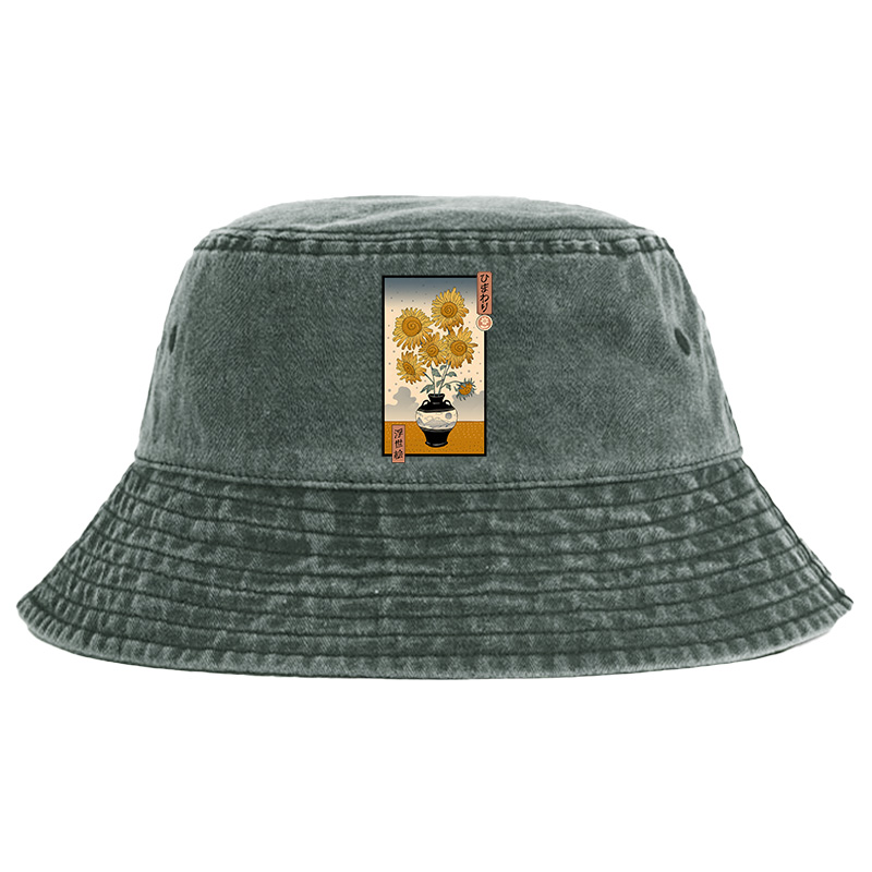 Tokyo-Tiger Sunflowers Ukiyo-e Washed Bucket Hat