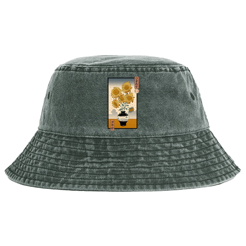 Tokyo-Tiger Sunflowers Ukiyo-e Washed Bucket Hat
