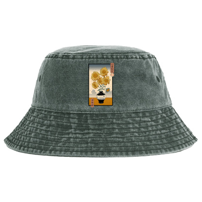 Tokyo-Tiger Sunflowers Ukiyo-e Washed Bucket Hat