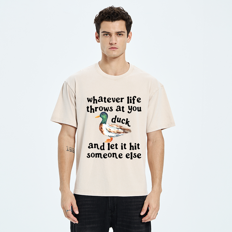 Tokyo-Tiger Funny Duck Life Trouble Meme Washed T-Shirt