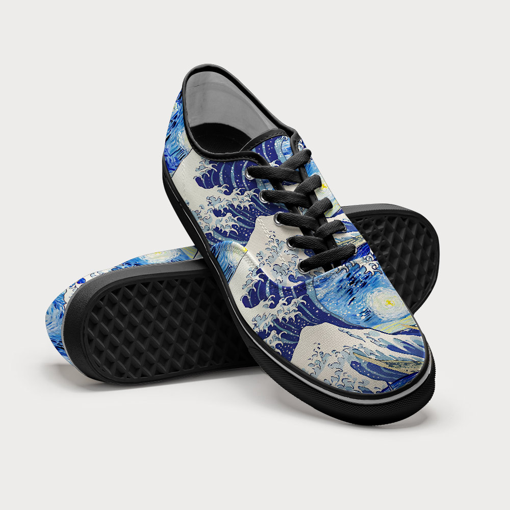 Tokyo-Tiger Waves Under The Starry Night Canvas Shoes