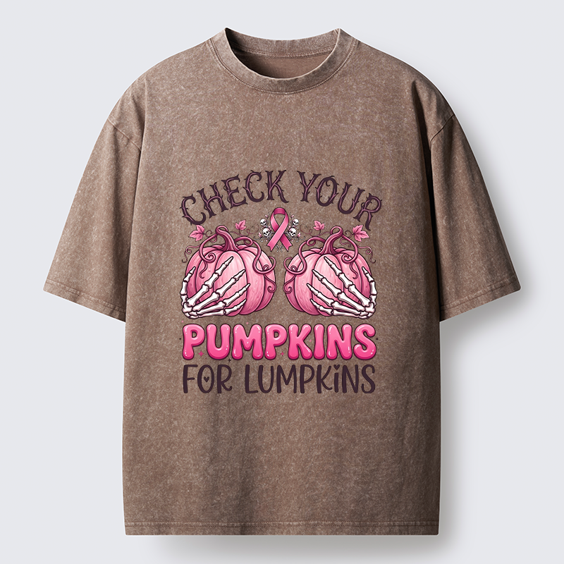 Tokyo-Tiger Halloween Pumpkin Breast Cancer Awareness Washed T-Shirt