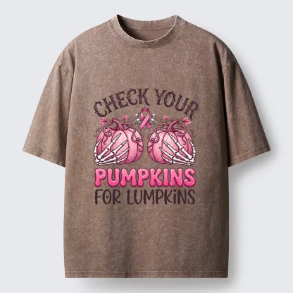 Tokyo-Tiger Halloween Pumpkin Breast Cancer Awareness Washed T-Shirt
