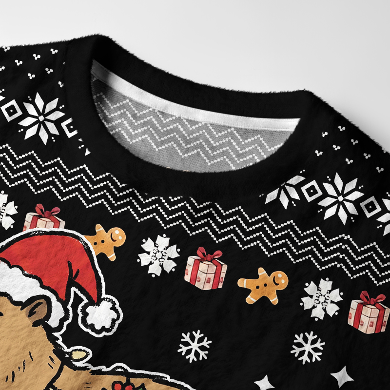 Tokyo-Tiger Be You Capybara Fuzzy Christmas Ugly Sweatshirt