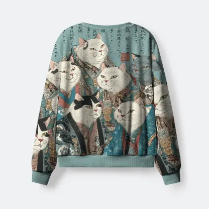 Tokyo-Tiger Formal Gathering of Ukiyo-e Cat Nobles Flannel Pajama Set