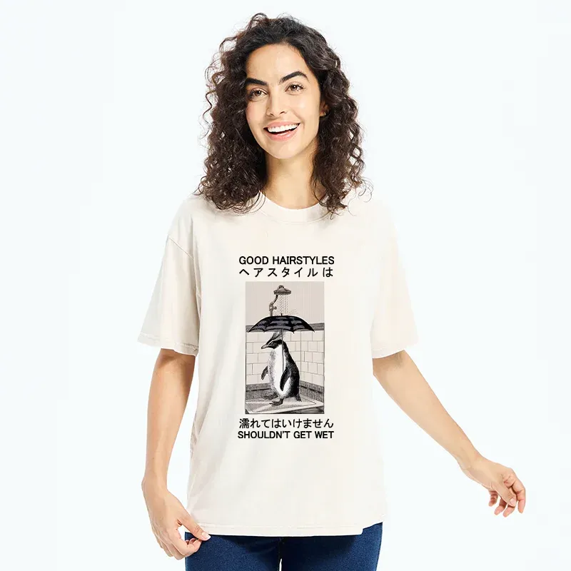 Tokyo-Tiger Keep It Stylish Penguin Washed T-Shirt