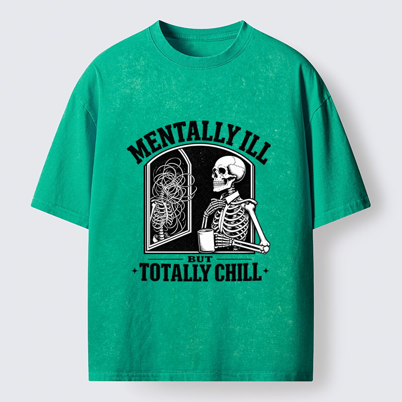 Tokyo‑Tiger Chill Crazy Skeleton Meme Washed T‑Shirt