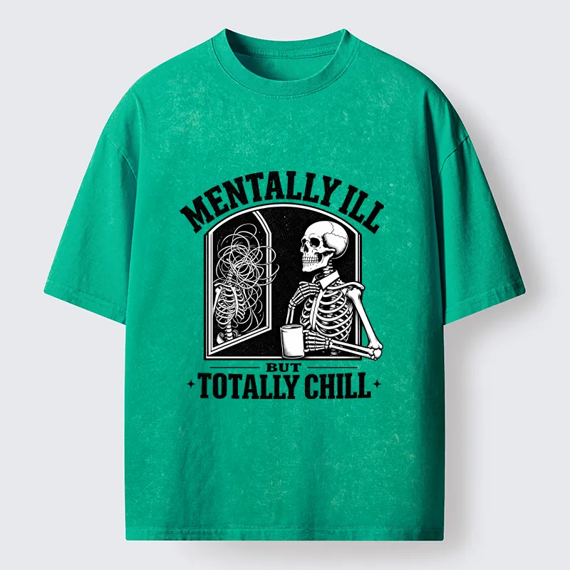 Tokyo‑Tiger Chill Crazy Skeleton Meme Washed T‑Shirt