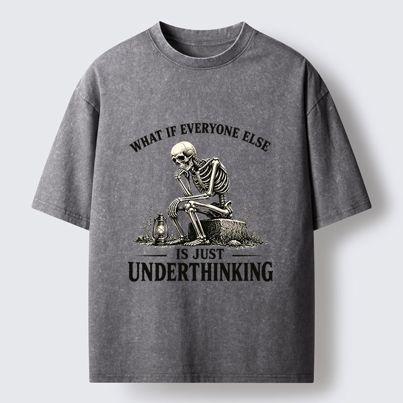 Tokyo-Tiger Skeleton Deep Thought Meme Washed T-Shirt
