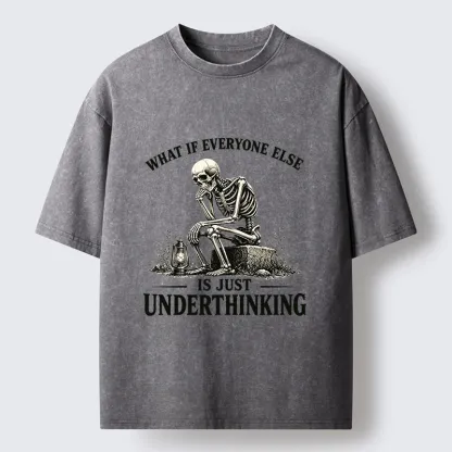 Tokyo-Tiger Skeleton Deep Thought Meme Washed T-Shirt
