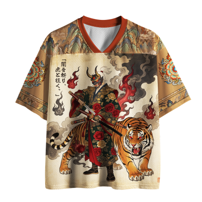 Tokyo-Tiger Oni Samurai Tiger Warrior Jersey Japanese Ukiyo-e Art Jersey