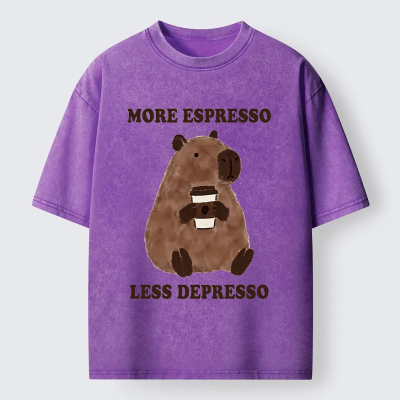 Tokyo-Tiger Coffee Capybara Art Washed T-Shirt