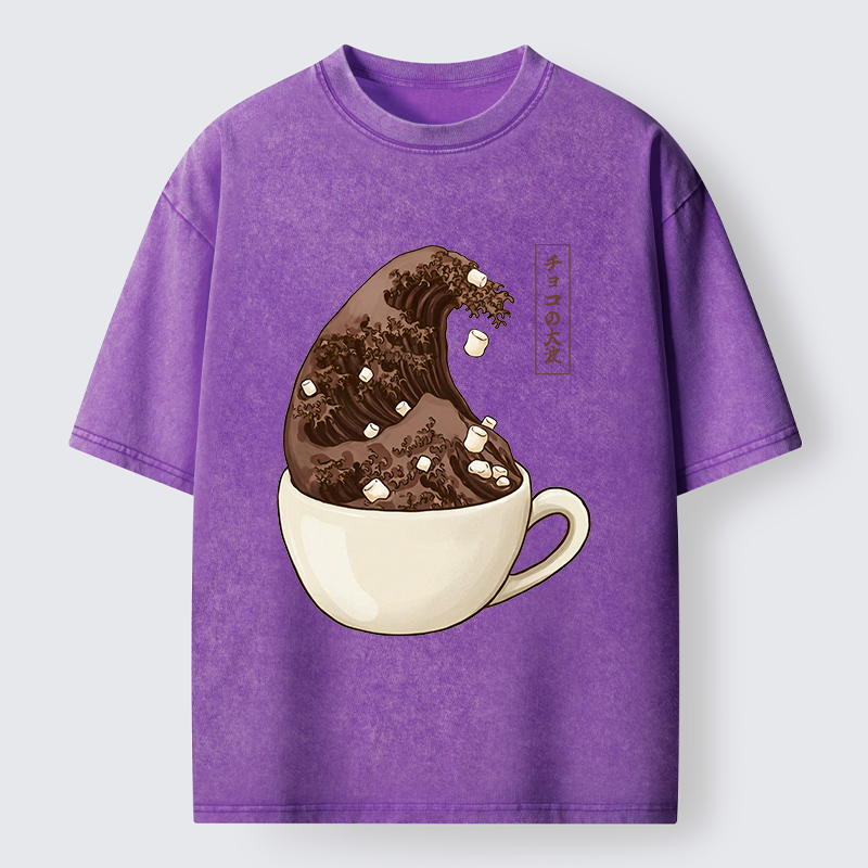 Tokyo-Tiger Coffee Wave Art Washed T-Shirt