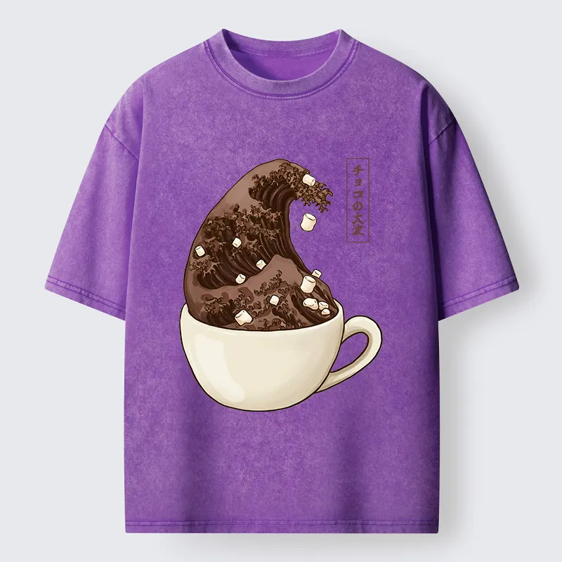 Tokyo-Tiger Coffee Wave Art Washed T-Shirt
