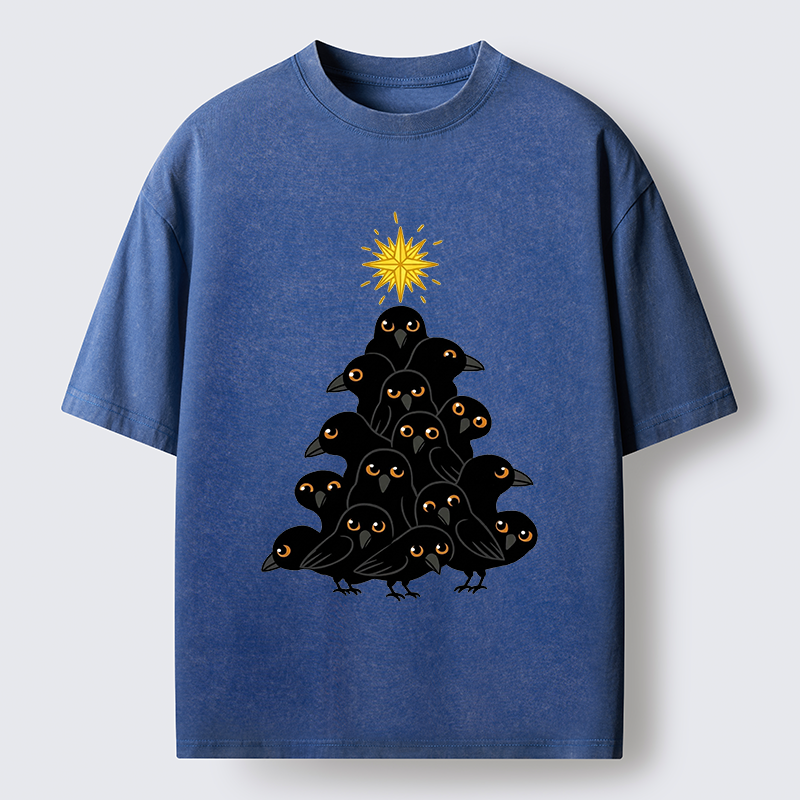 Tokyo-Tiger Crow Christmas Tree Washed T-Shirt