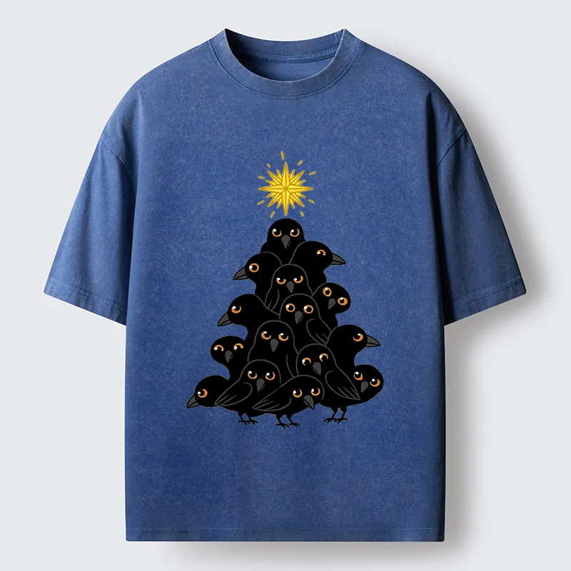 Tokyo-Tiger Crow Christmas Tree Washed T-Shirt