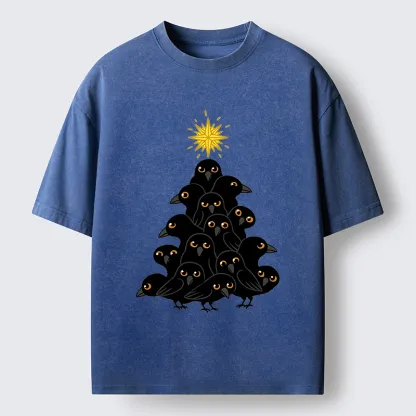 Tokyo-Tiger Crow Christmas Tree Washed T-Shirt