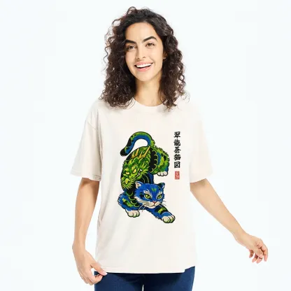 Tokyo-Tiger Dragon Cat Classic Art Washed T-Shirt