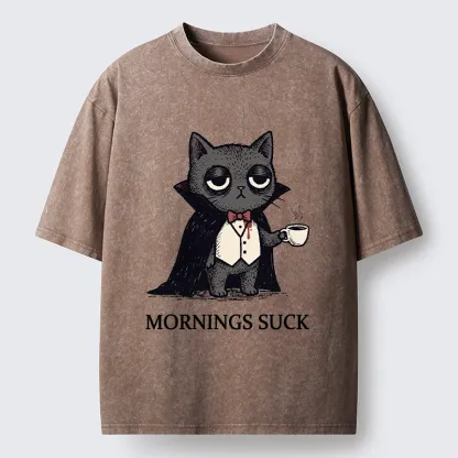Tokyo-Tiger Funny Night Cat Meme Washed T-Shirt
